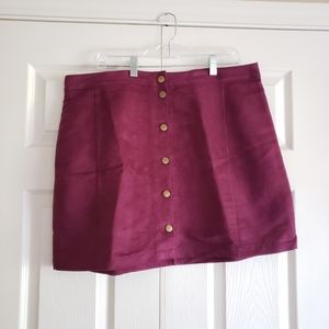 Winter Wine Colored Button Up Mini Skirt - Size 16